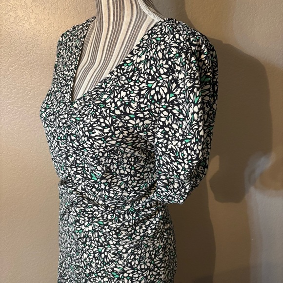 NWT A New Day Black White Floral Dress Asymmetrical Hem Short Sleeve Flowy - Picture 10 of 15